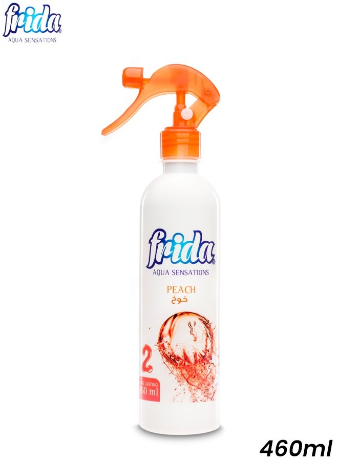 فريدا بخاخ معطر جو فريدا أكوا سينسيشنز برائحة الخوخ، 460 مل، أساس مائي، خالٍ من الكحول، متعدد الاستخدامات، مزيل للروائح الكريهة من الأقمشة والغرف والمنزل، يدوم طويلاً - Image 1